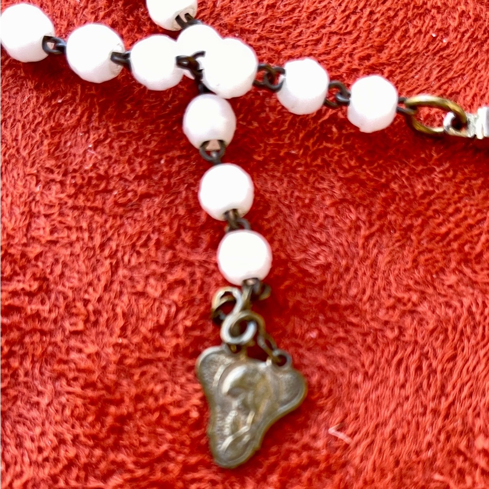 Beautiful Reworked Artisan VINTAGE ROSARY Lariat Style NECKLACE O/S - Picture 5 of 12